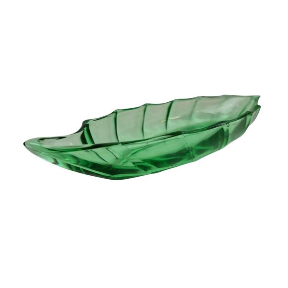 Vintage Heisey Dish Moongleam Twist Green Leaf-Shaped Celery Relish Candy - Picture 5 of 10